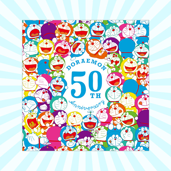 ドラえもん50周年　ハンドタオル　カラフルドラえもん