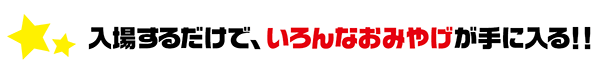 入場するだけで、いろんなおみやげが手に入る！！